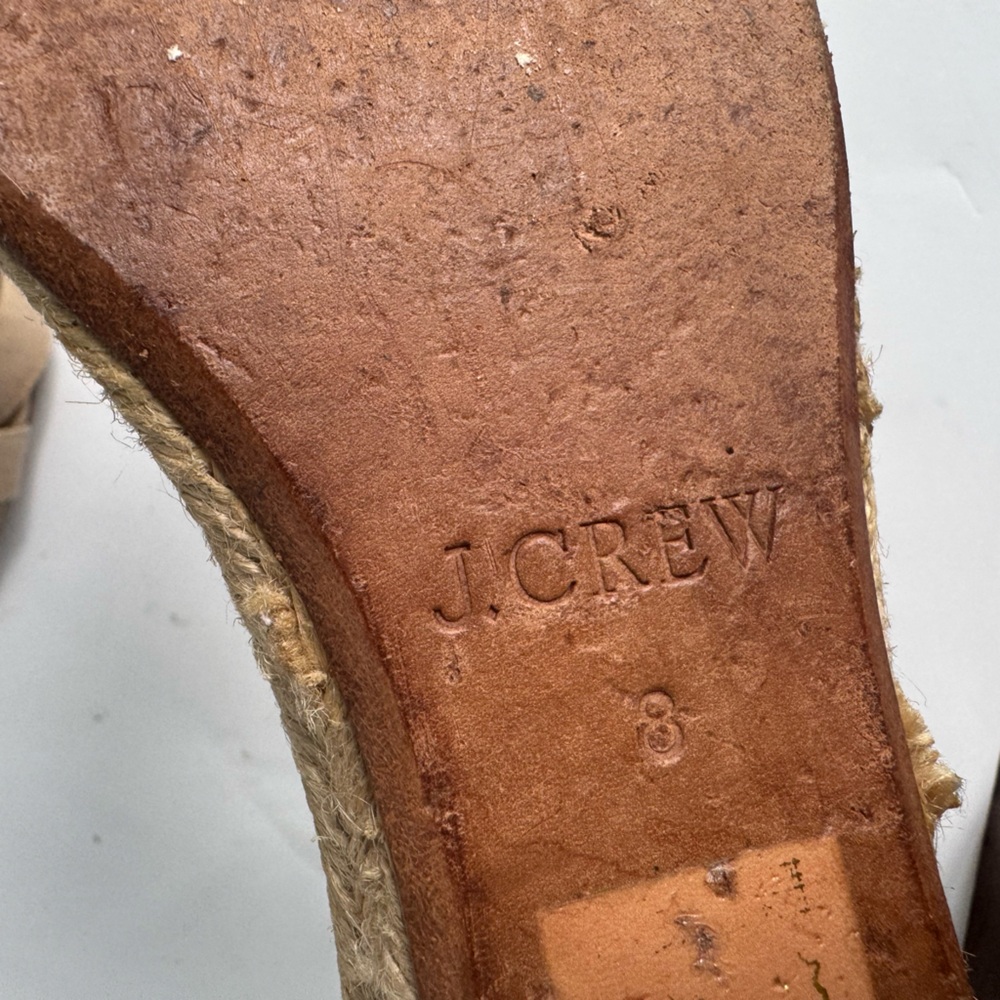 J. Crew Marina  Canvas tan criss-cross strappy Sandals. Size 8 - Picture 16 of 16